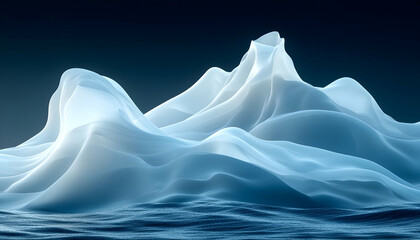 Obraz premium Glowing fabric peaks, dark sea, abstract art, digital