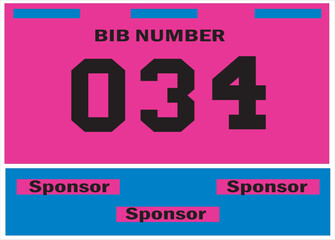 Pink colored marathon number bib isolated on black