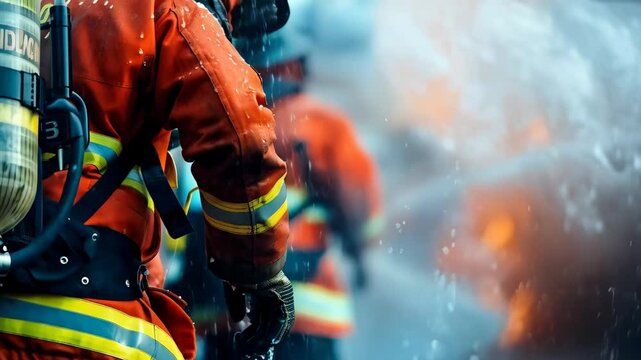 A firefight crew in action