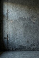 Distressed concrete wall, deep grey tones, coarse grain , grain, aged