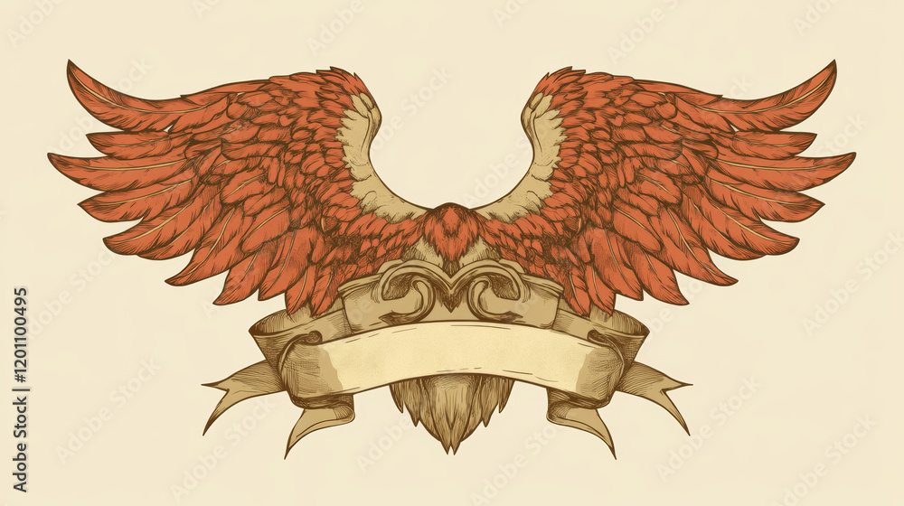 Poster heraldry elements with wings and ribbons for design. vector version also available in gallery