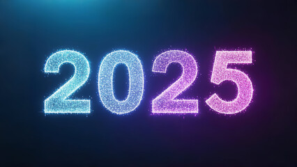 Neon light happy new year 2025, overlay, 300dpi