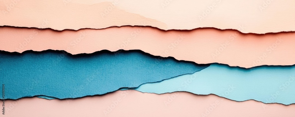 Poster framed watercolor concept. colorful layers of torn paper create a visually appealing abstract backgr