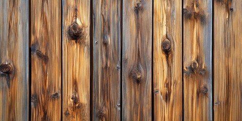 Fototapeta premium Rustic wood texture background featuring warm brown tones with vertical pine boards showcasing intricate grain patterns and natural knots