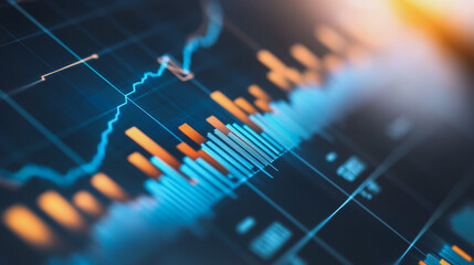 Fototapeta premium Abstract business Financial charts show a significant increase in profits in the stock market.This is driven by higher interest rates and continued growth. In the innovation world network of financial