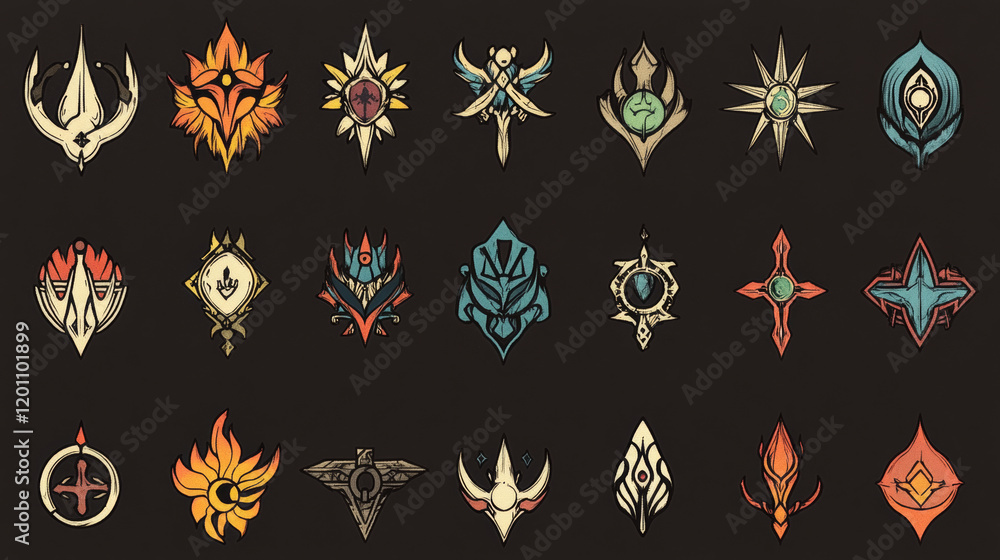 Poster set of isolated symbols - abstract emblems or logo template. vector version also available in galler