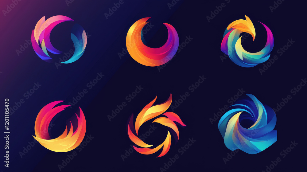 Poster set of color abstract symbols - also as emblem or sign template. jpeg version also available in gall