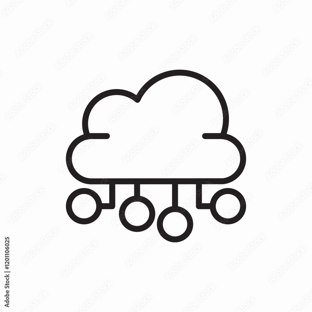 Poster cloud network connection system icon vector sign