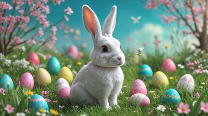 easter day egg with rabbit background