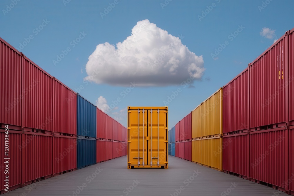 Poster cargo management concept. cloud-based documentation platforms centralized systems for storing, shari