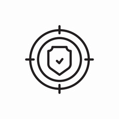 Obraz premium Target protection shield safety icon vector sign 
