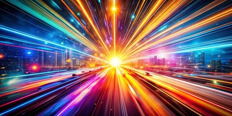 Futuristic Panoramic Light Explosion: Abstract High-Speed Technology Background