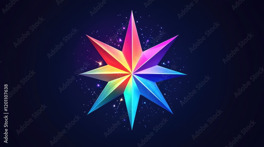 Poster starburst icon with radiating lines and gradient colors - 3d illustration for modern design and digi