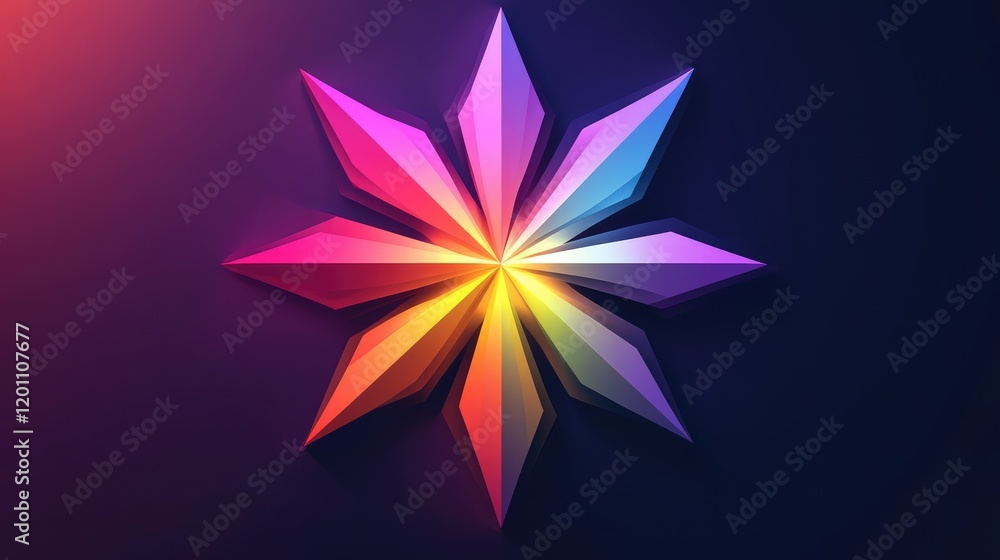 Poster starburst icon with radiating lines and gradient colors - 3d illustration for modern design and digi