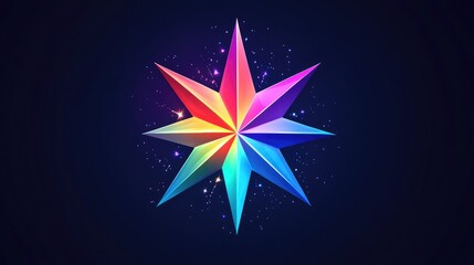Starburst Icon with Radiating Lines and Gradient Colors - 3D Illustration for Modern Design and Digital Graphics