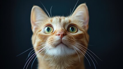 Expressive Portrait of a Ginger Cat with Green Eyes