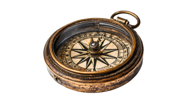 Classic compass isolate on transparent background, PNG file