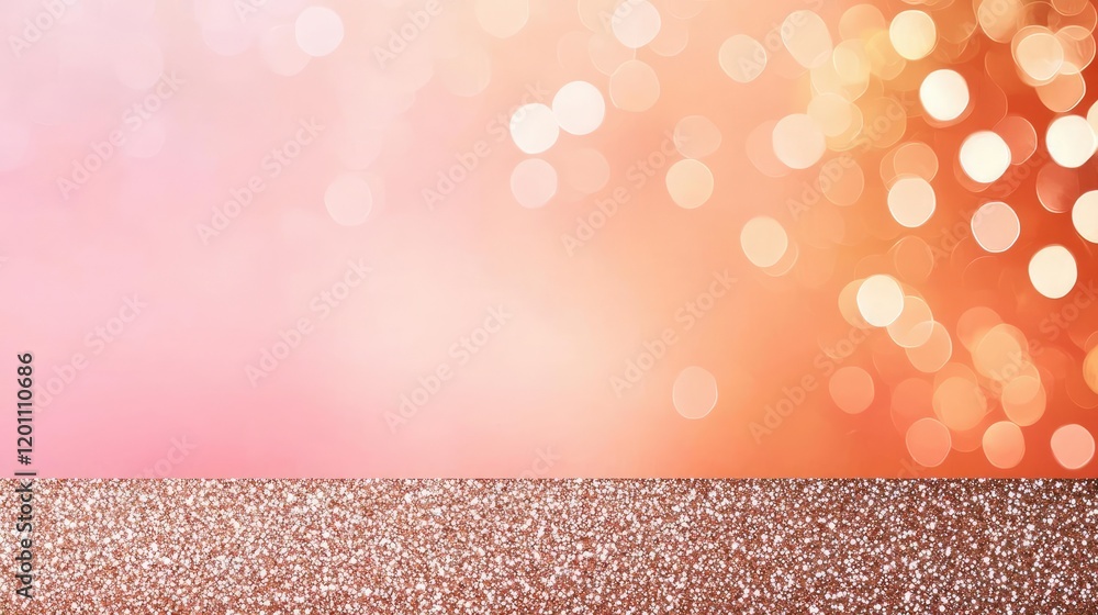 Poster glitter watercolor idea. a sparkling background with bokeh effects in soft peach and pink tones.