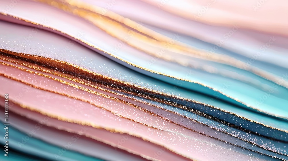 Poster glitter watercolor idea. colorful layers of textured paper with shimmering edges create a visually a