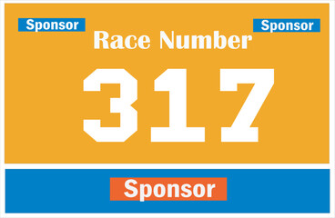 Yellow colored marathon number bib isolated on white
