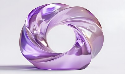 Obraz premium Abstract purple glass sculpture with swirling, glossy design.