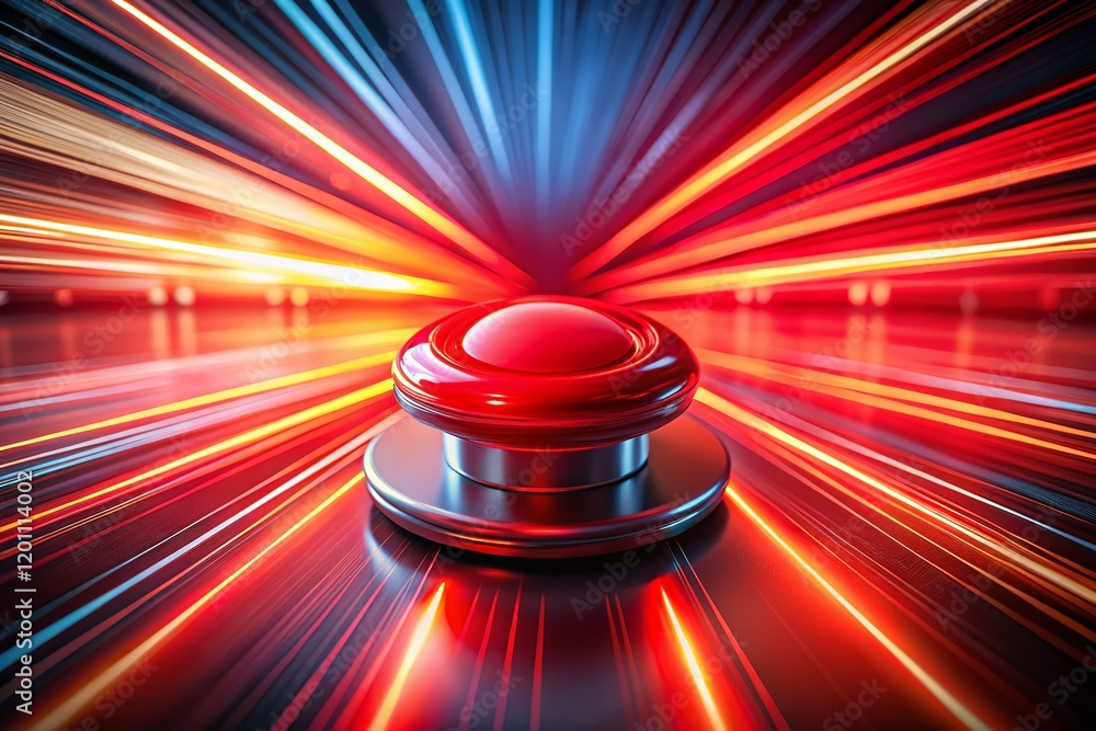 Poster glowing red cancel button: abstract long exposure 3d render