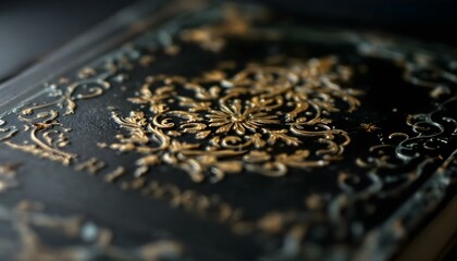 Close-up of embossed book patterns