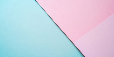 Pastel toned paper texture with light blue and pink sections arranged in a diagonal layout creating a minimalistic flat lay background.