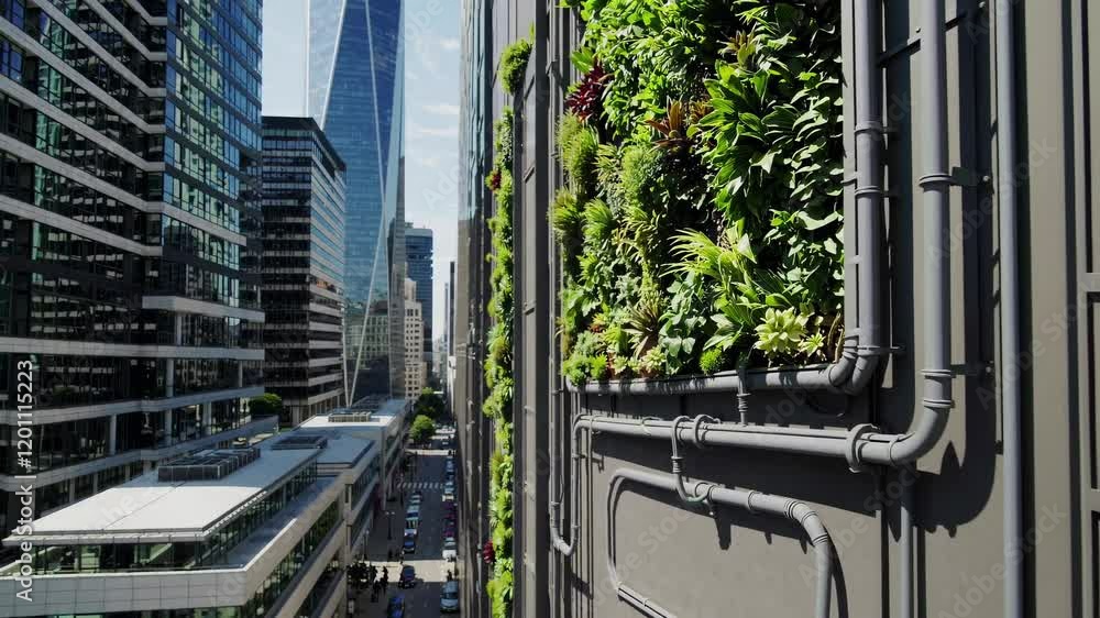 Aufkleber vertical garden installation in urban setting demonstrating sustainable architecture and design prac
