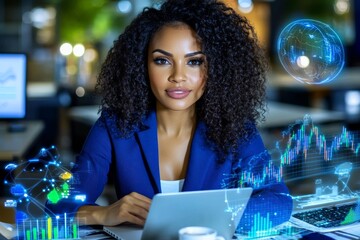 Naklejka premium A young businesswoman working on a startup project. Generative AI