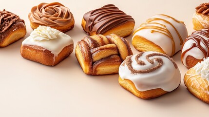 Close-Up of Freshly Baked Cinnamon Rolls with Creamy Icing and Sugar Topping 4