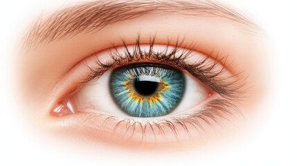 Obraz premium Striking blue eye closeup, exploring the intricate details and beauty of the human iris