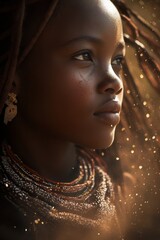 Young Himba Girl with Traditional Jewelry, Captured in Natural Sunlight, Celebrating Cultural Beauty