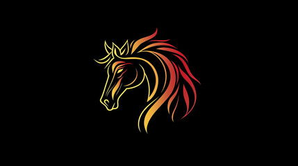 Fototapeta premium Racing horse stallion logo in tribal style for tattoo design. Vector version also available in gallery