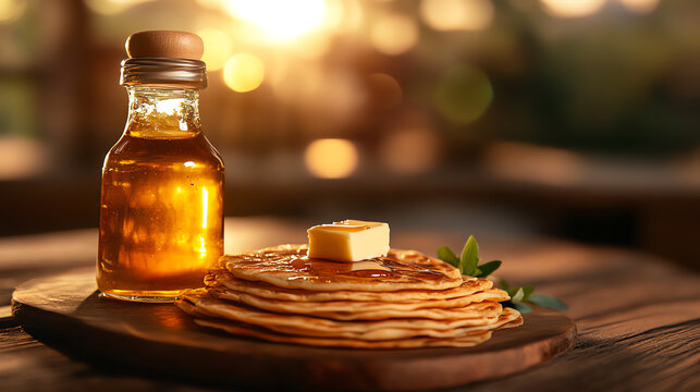 Ethiopian Chechebsa spiced flatbread dish, garnished with honey and butter in a cozy family kitchen, [African breakfast treats, hearty simplicity]