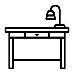 Writing Desk Vector Line Icon Design