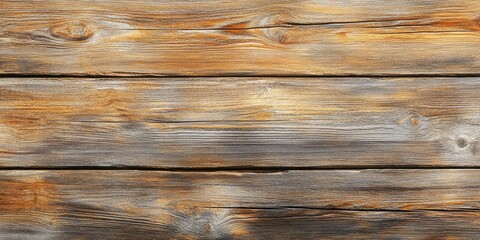Fototapeta premium Rustic light brown weathered wooden texture with varied grain patterns and warm tones centered in a panoramic layout ideal for backgrounds