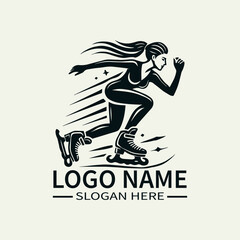 Ice Speed Skating Logo, Speed Skater Logo Design, Winter Sports LogoProfessional Skater Logo, Dynamic Speed Logo