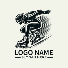 Ice Speed Skating Logo, Speed Skater Logo Design, Winter Sports LogoProfessional Skater Logo, Dynamic Speed Logo
