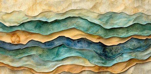 Paper watercolor idea. Abstract layered design featuring flowing textures and organic colors in soothing hues.