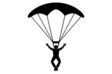 paraglider silhouette isolated on white
