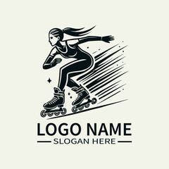 Ice Speed Skating Logo, Speed Skater Logo Design, Winter Sports LogoProfessional Skater Logo, Dynamic Speed Logo