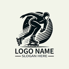 Ice Speed Skating Logo, Speed Skater Logo Design, Winter Sports LogoProfessional Skater Logo, Dynamic Speed Logo