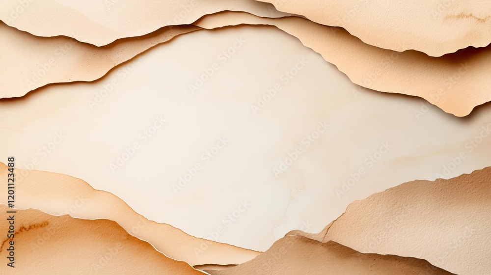 Poster paper watercolor idea. abstract torn paper texture with soft tones and a blank center for creative p