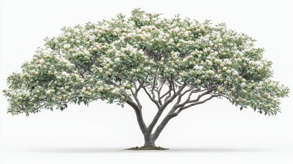 Obraz premium Snowy flowering tree, isolated, white background, winter design