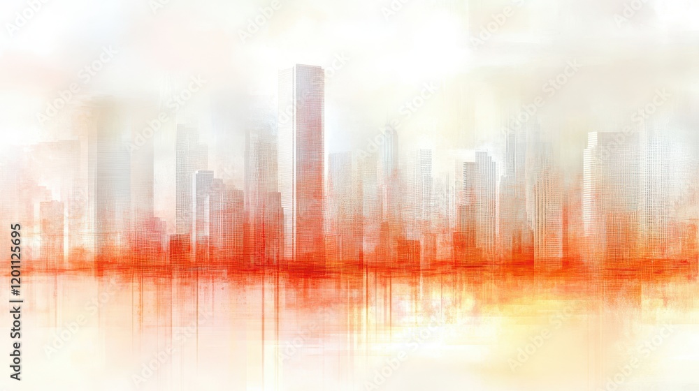 Aufkleber abstract cityscape background vector, modern urban design with geometric shapes and gradient colors