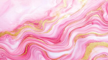 Marble watercolor idea. Elegant pink and gold abstract wave pattern for creative design projects.