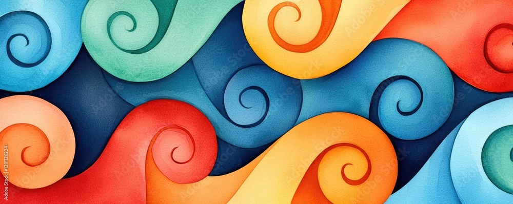 Poster marble watercolor idea. colorful abstract waves create a vibrant visual experience with dynamic swir