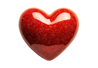 Glossy red heart, isolated on transparent cutout background