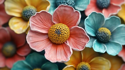 Fototapeta premium Vibrant Arrangement of Colorful Flowers in a Lush Composition